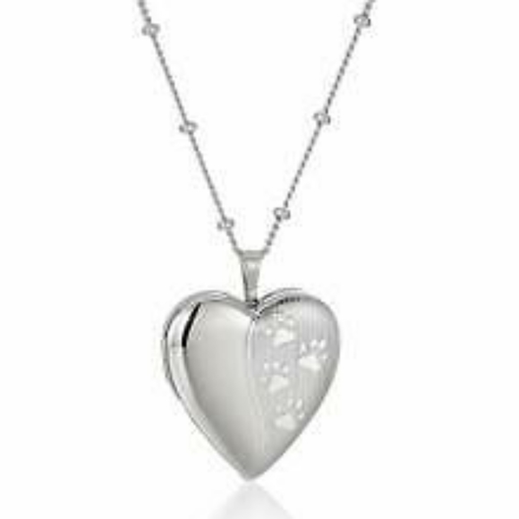 🐶Sterling Silver Rhodium Plated Heart Paws Locket - Picture 3 of 8